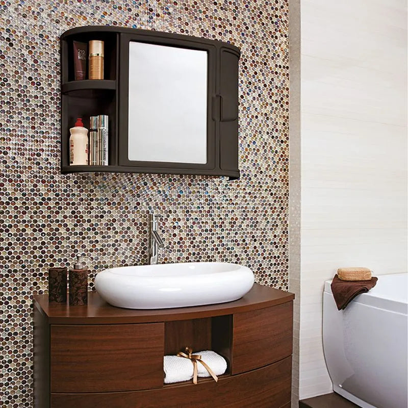 BOTIQUIN P/BAÑO C/ESPEJO WENGUE