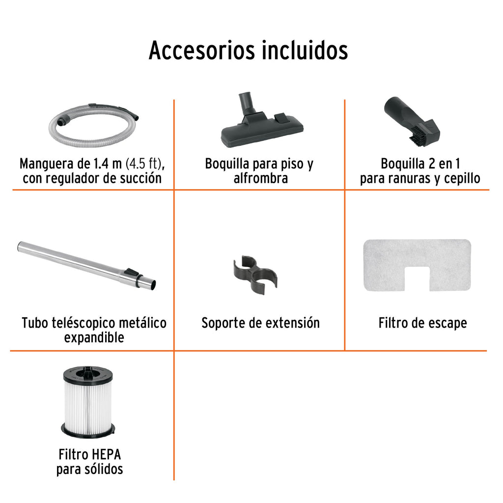 Bote aspirador 2 L (0,5 gal), 1.200 W (1,6 Hp), TRUPER