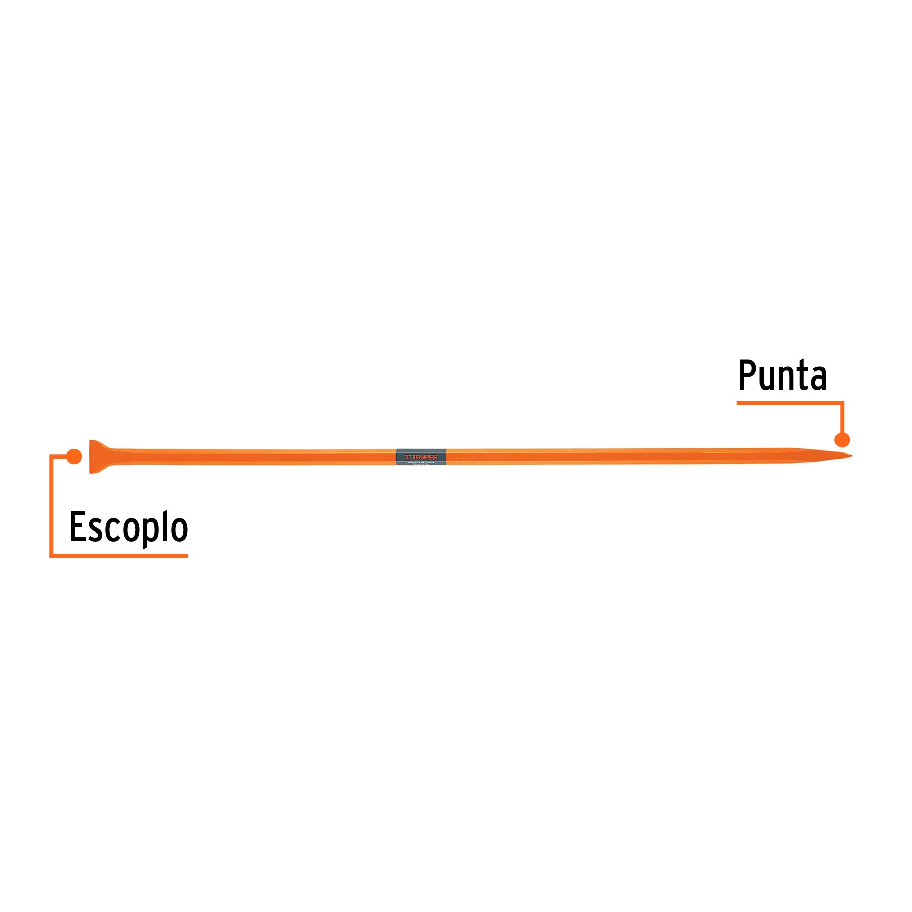 Barreta de punta de 1-1/4" x 175 cm, alcance 80 mm, Truper
