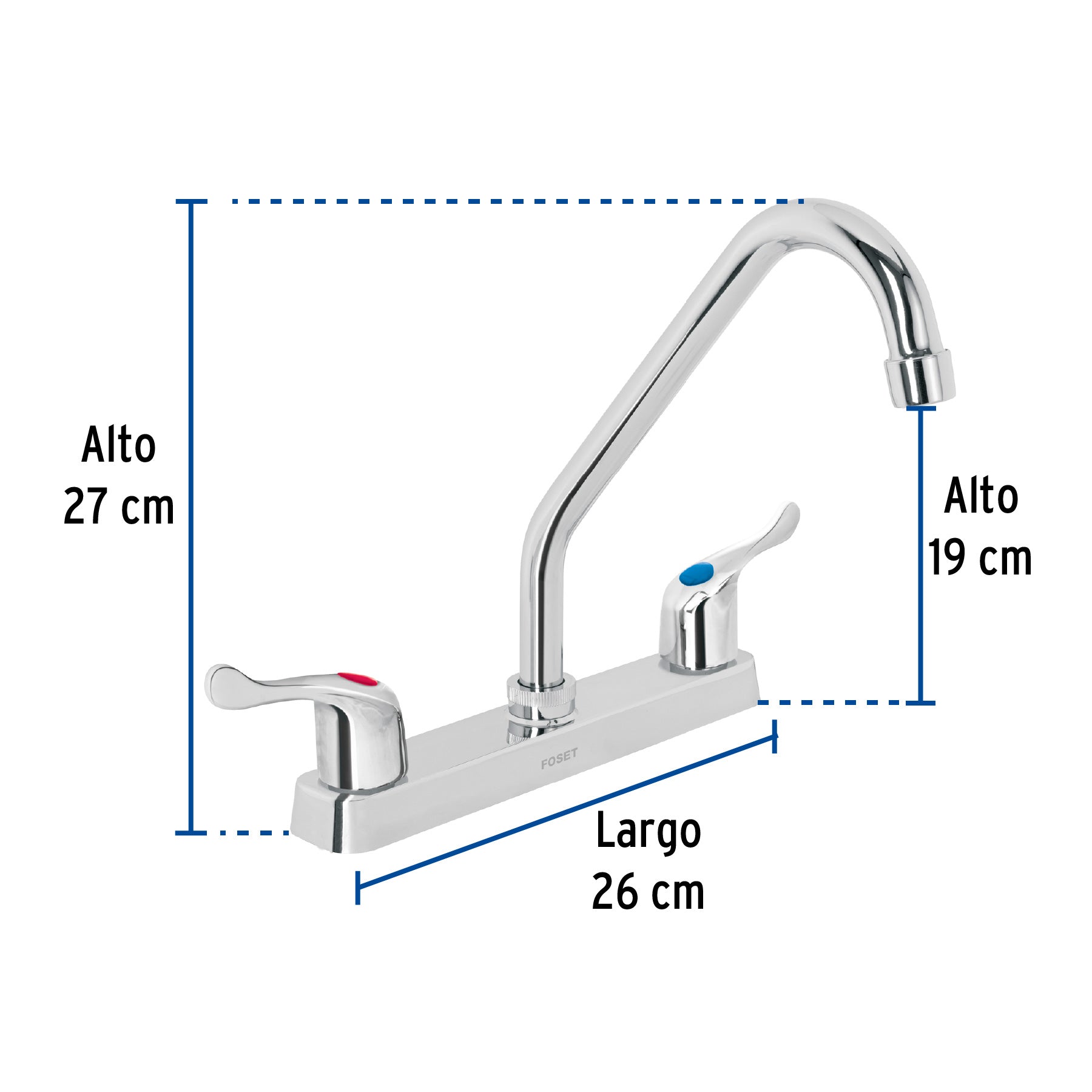 Mezcladora 8" fregadero, ABS, cuello largo, palanca, BASIC