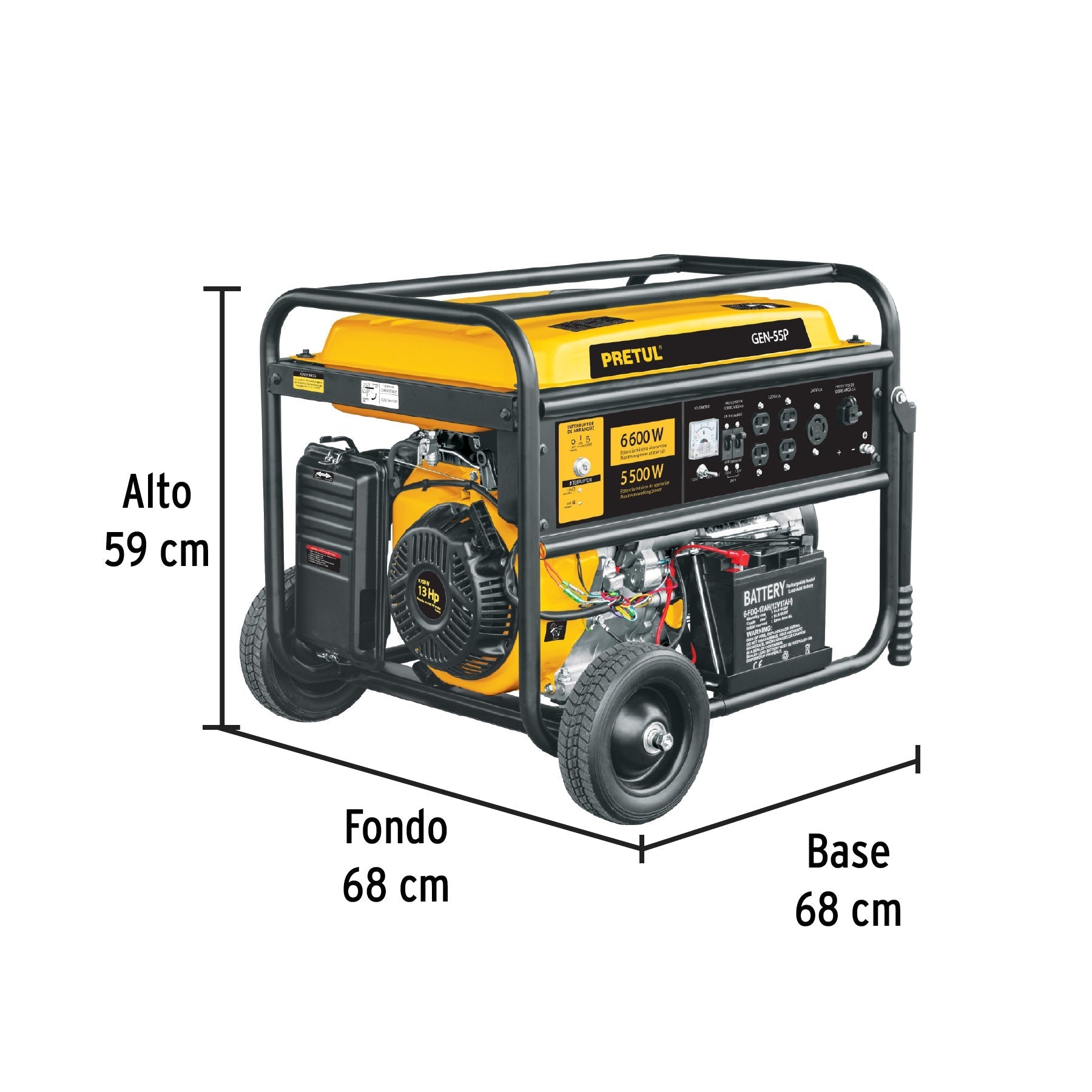 Generador portátil 6.600 kW motor a gasolina, PRETUL