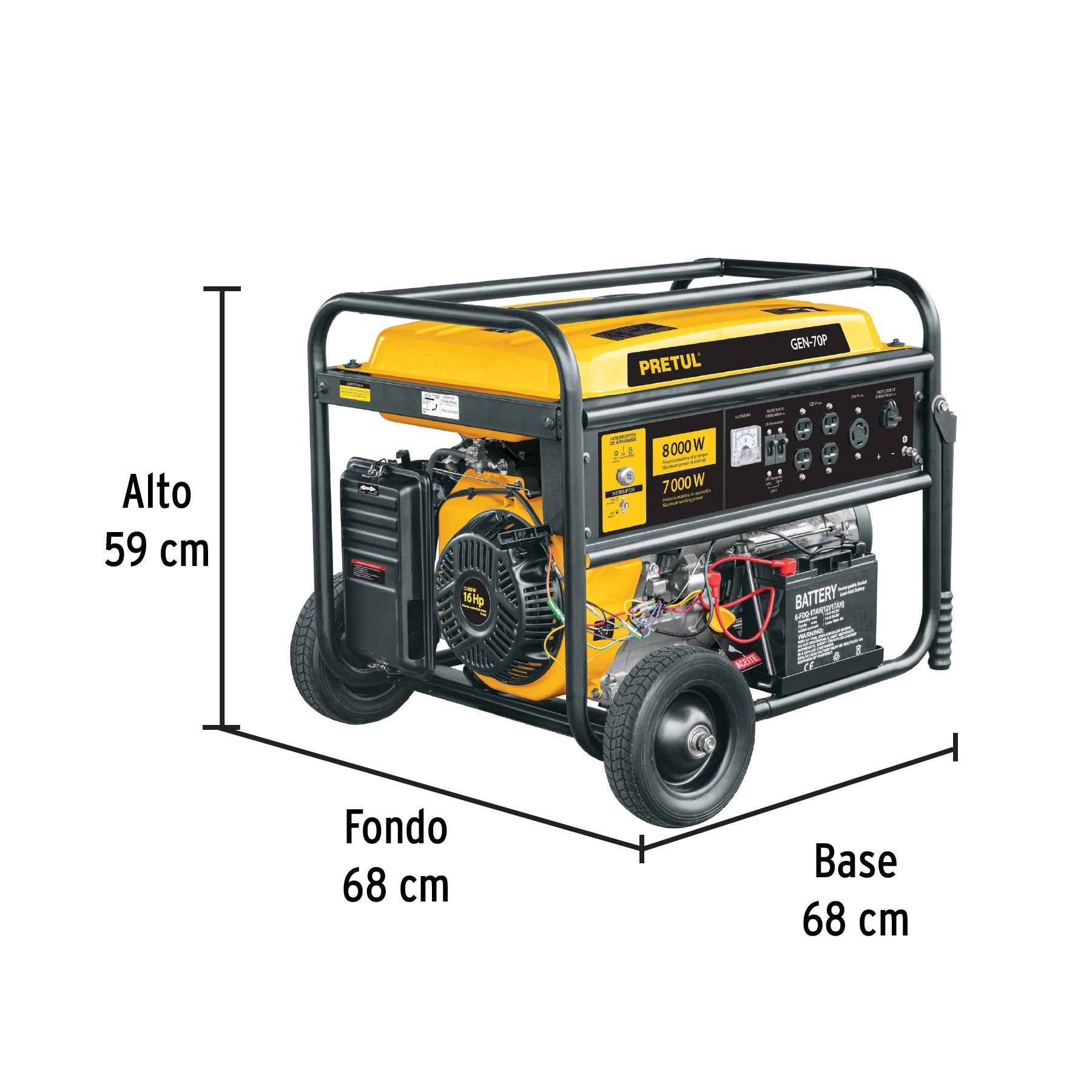 Generador portátil 8000 kW motor a gasolina, PRETUL
