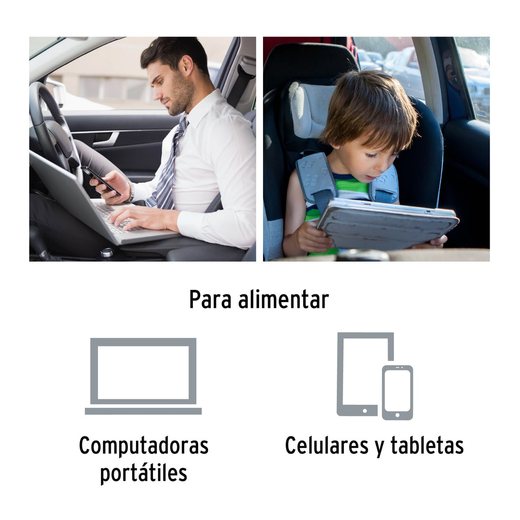 Inversor de corriente de 120 W con puertos USB, Truper