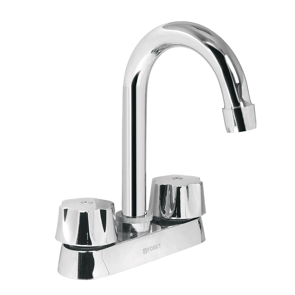 Mezcladora 4" para lavabo, barra de cuello, cartucho cerámico
