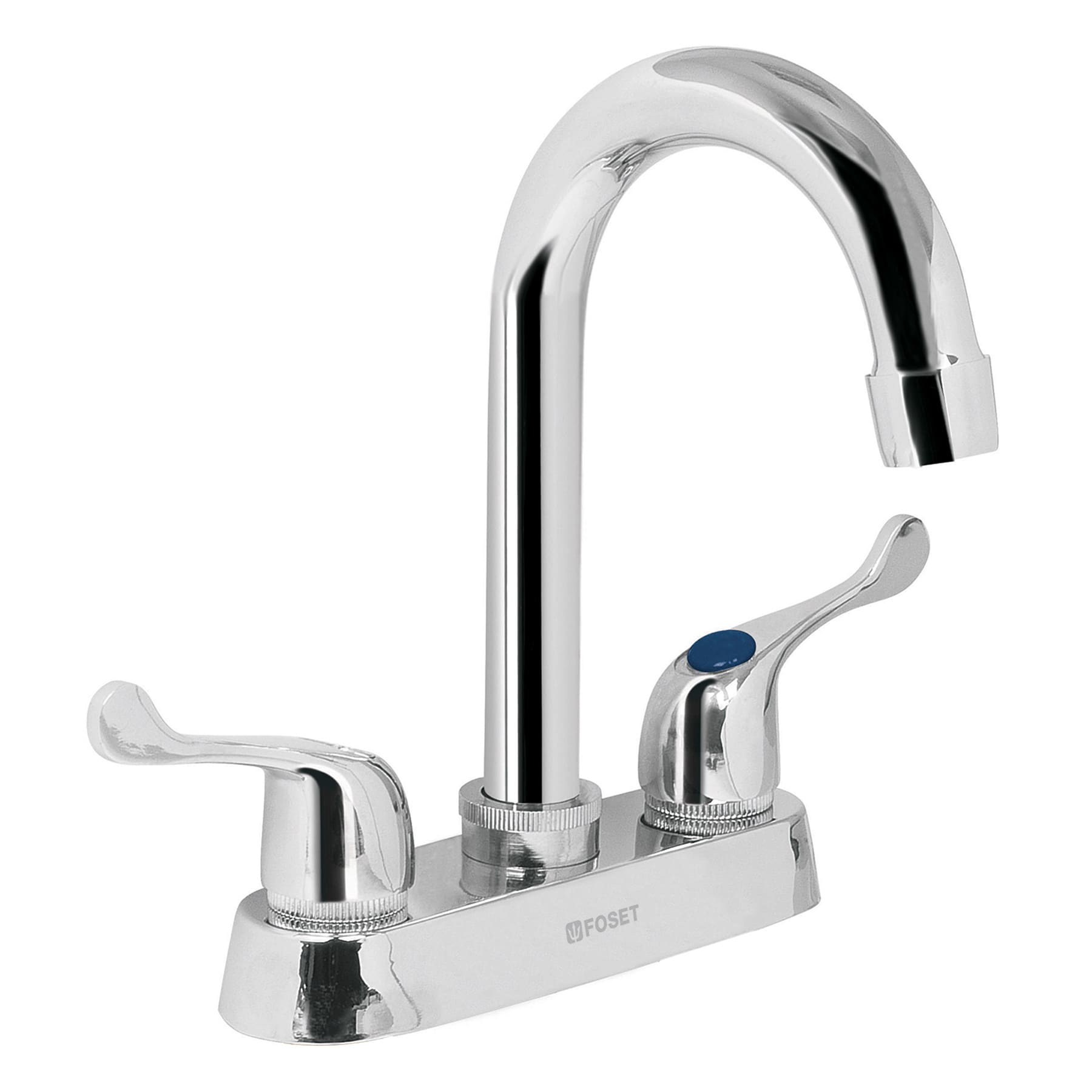 Mezcladora 4" para lavabo, barra de cuello, palancas manerales