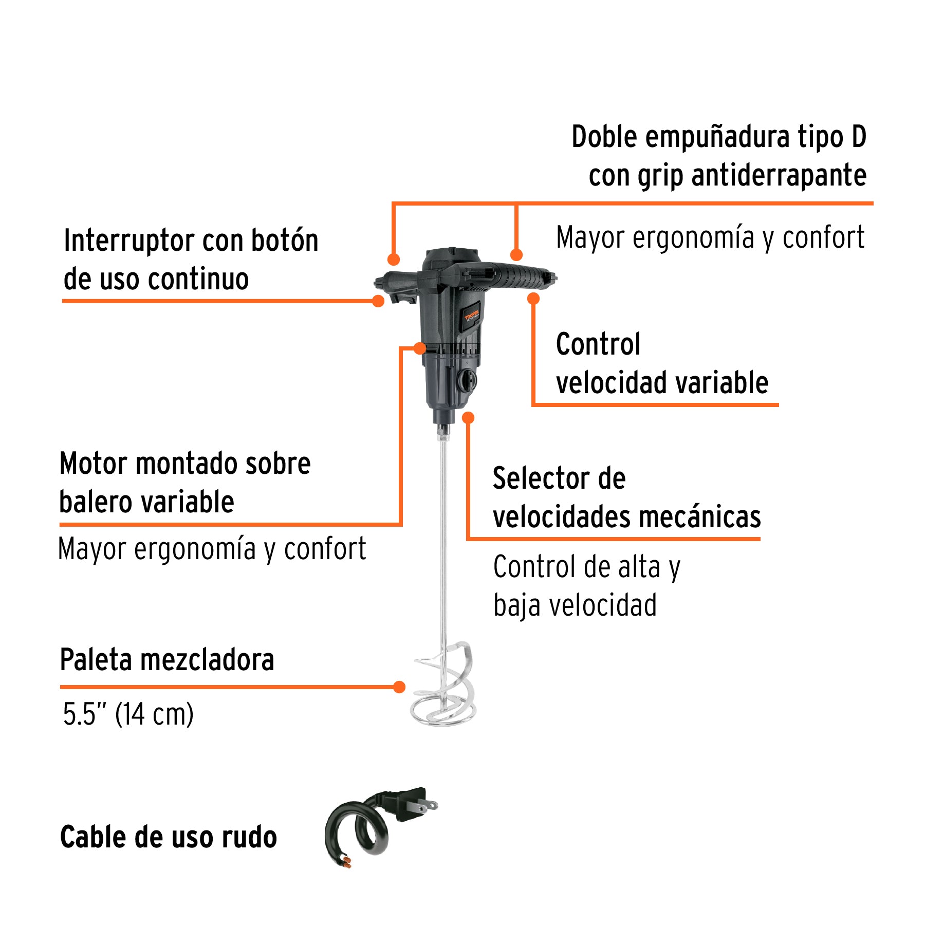 Mezcladora eléctrica 1500W, TRUPER INDUSTRIAL