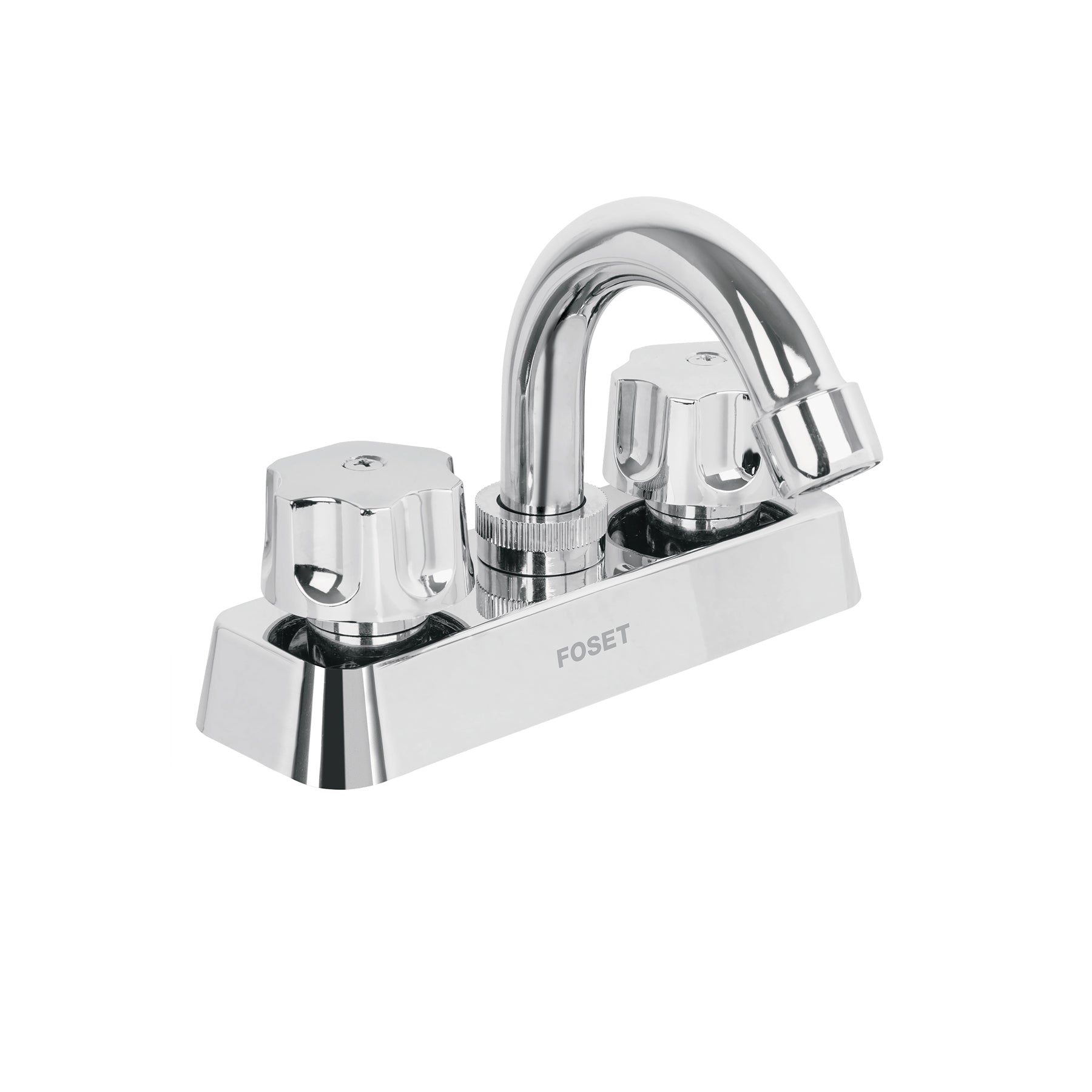 Mezcladora 4" lavabo, ABS, cuello curvo, hexagonal, BASIC