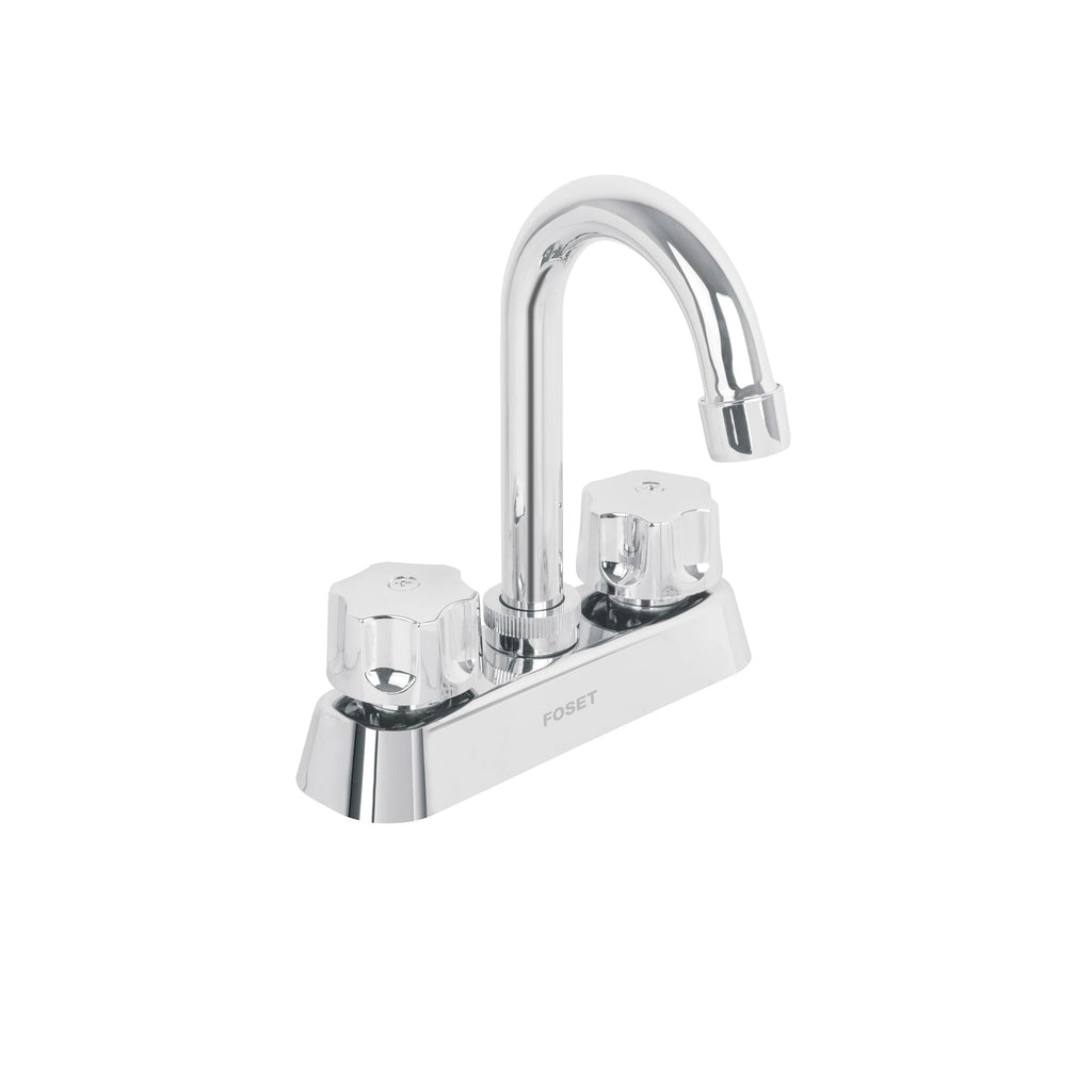 Mezcladora 4" lavabo, ABS, cuello bar, hexagonal, BASIC