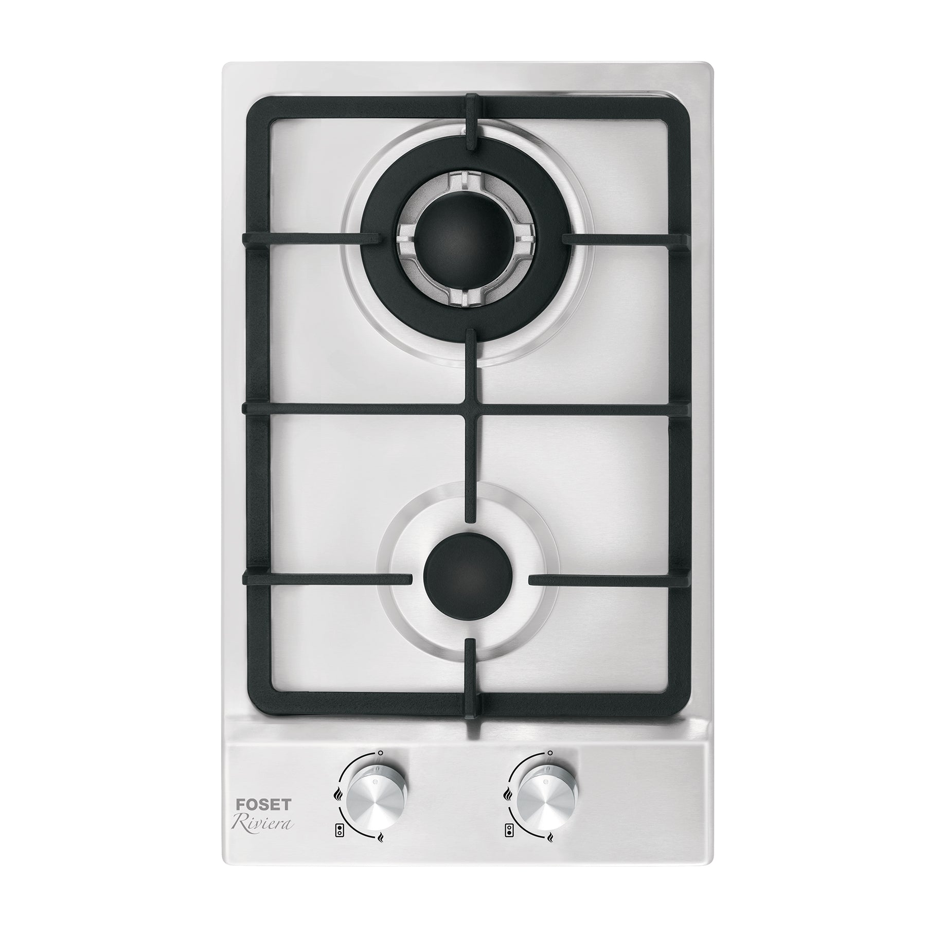 Parrilla gas empotrable 30cm, 2 quem, acero inox, RIVIERA