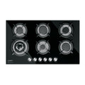 Parrilla gas empotrable 90cm, 6 quem, vidrio negro, RIVIERA