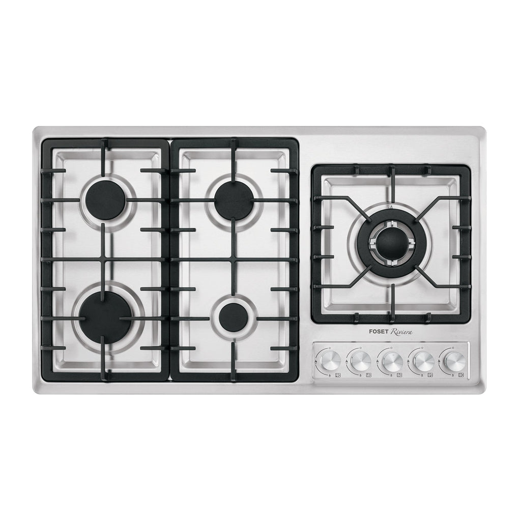 Parrilla gas empotrable 90cm, 5 quem, lateral, inox, RIVIERA
