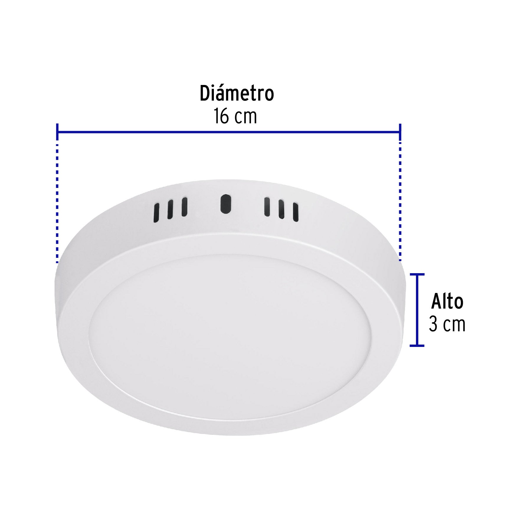 Luminario LED plafón Luz Calida 12W 3000K, redondo, blanco, VOLTECK