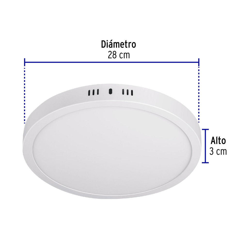 Luminario LED plafón 24W 6500K, redondo, blanco, VOLTECK