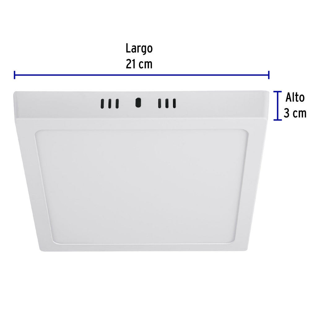 Luminario LED plafón 18W 6500K, cuadrado, blanco, VOLTECK