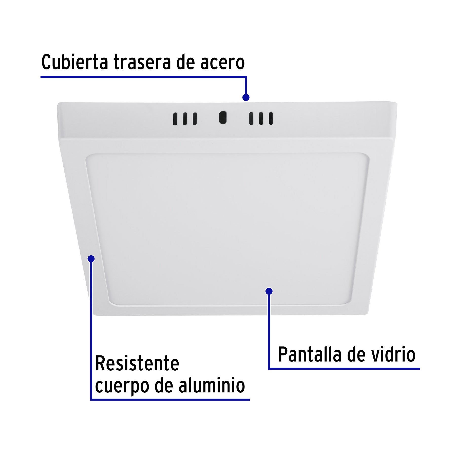 Luminario LED plafón 18W 6500K, cuadrado, blanco, VOLTECK