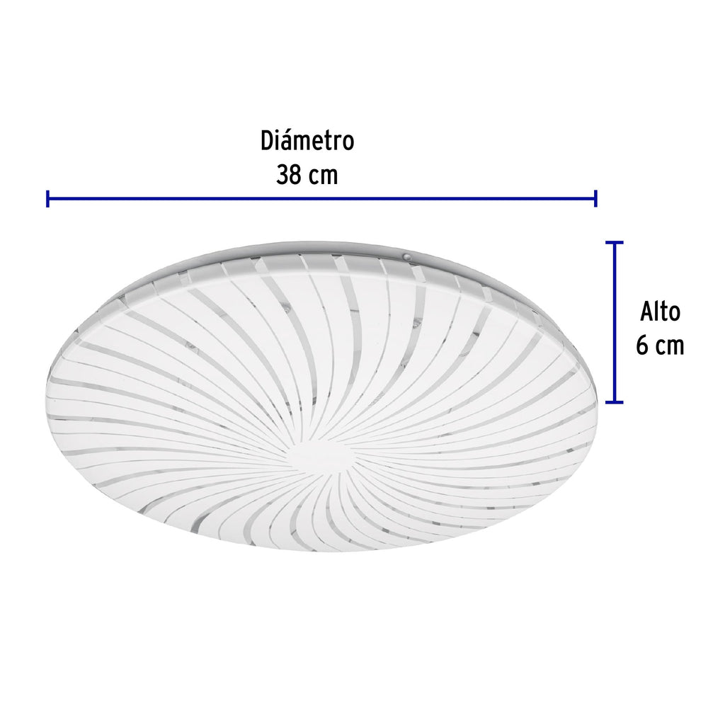 Luminario LED Luz Calida plafón decorativo 22W 3000K, espiral, BASIC