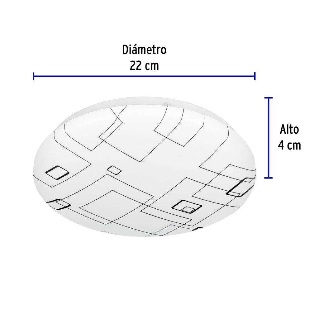 Luminario LED plafón decorativo 8W 6500K, cuadros, BASIC