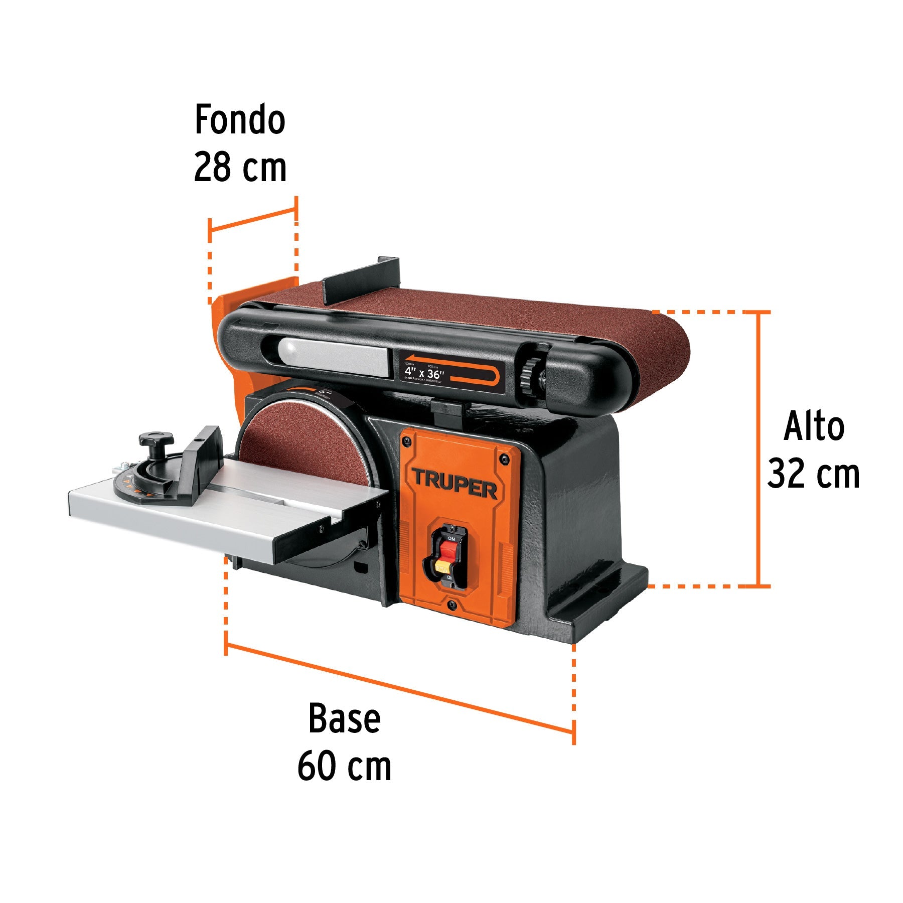 Lijadora de banda y disco 4 x 6", 1/2 HP (375 W), Truper